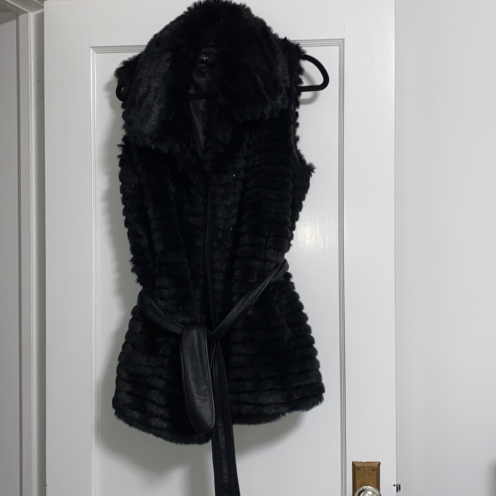 Aqua faux fur vest